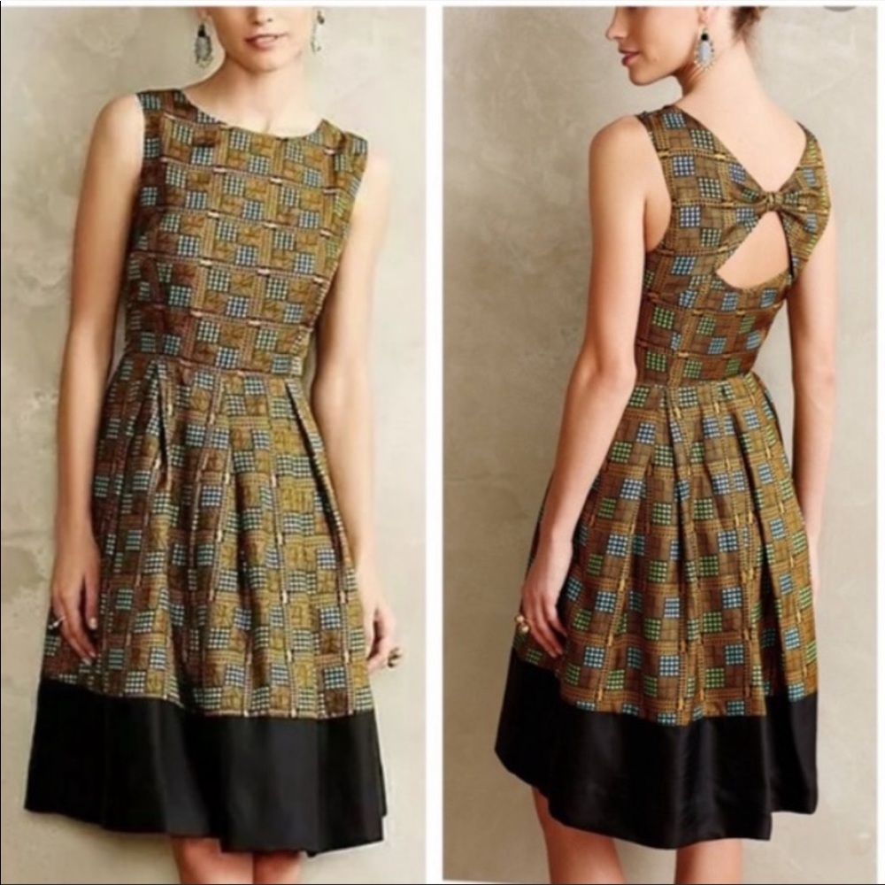Anthropologie NWT Girls From Savoy Gold/Blue/Green dress